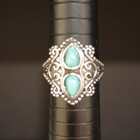 Jewelry - Boho Teardrop Turquoise Look Statement Ring - Silver Tone Fashion Jewelry
